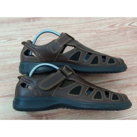 Men's Sandals Shoes Mexican Cklass Brown Leather Hook & Loop Size Size 9 - Picture 8 of 8